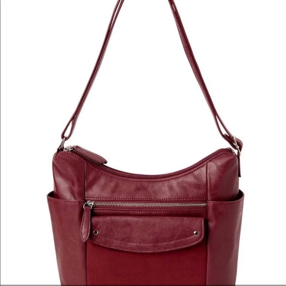 burgundy women’s shoulder crossbody adjustable straps - Picture 2 of 3